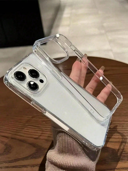1pc Solid Color TPU Transparent Phone Case, Minimalist Clear Non-Yellowing Phone Protective Cover, Compatible With IPhone 11/12/13/14/15/16/16 Pro Max, Comfortable Soft Shell Phone Case, Compatible Wi