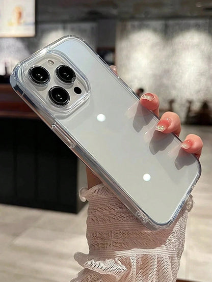 1pc Solid Color TPU Transparent Phone Case, Minimalist Clear Non-Yellowing Phone Protective Cover, Compatible With IPhone 11/12/13/14/15/16/16 Pro Max, Comfortable Soft Shell Phone Case, Compatible Wi