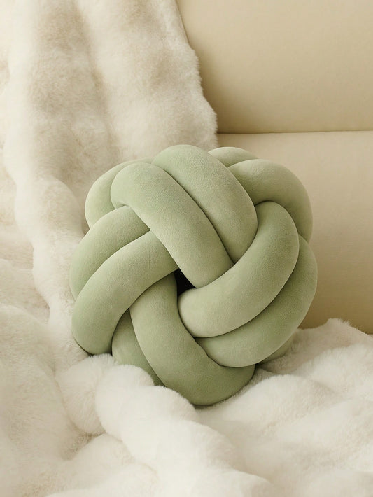 1pc Solid Color Versatile Double Strand Octagonal Ball Decorative Cushion, Sofa, Coffee Table, Bedroom Decor,Light Green