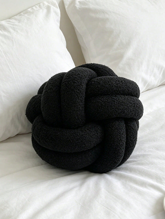 1pc Solid Color Versatile Faux Fur Octagonal Decorative Throw Pillow, Suitable For Sofa, Coffee Table, Bedroom, Black