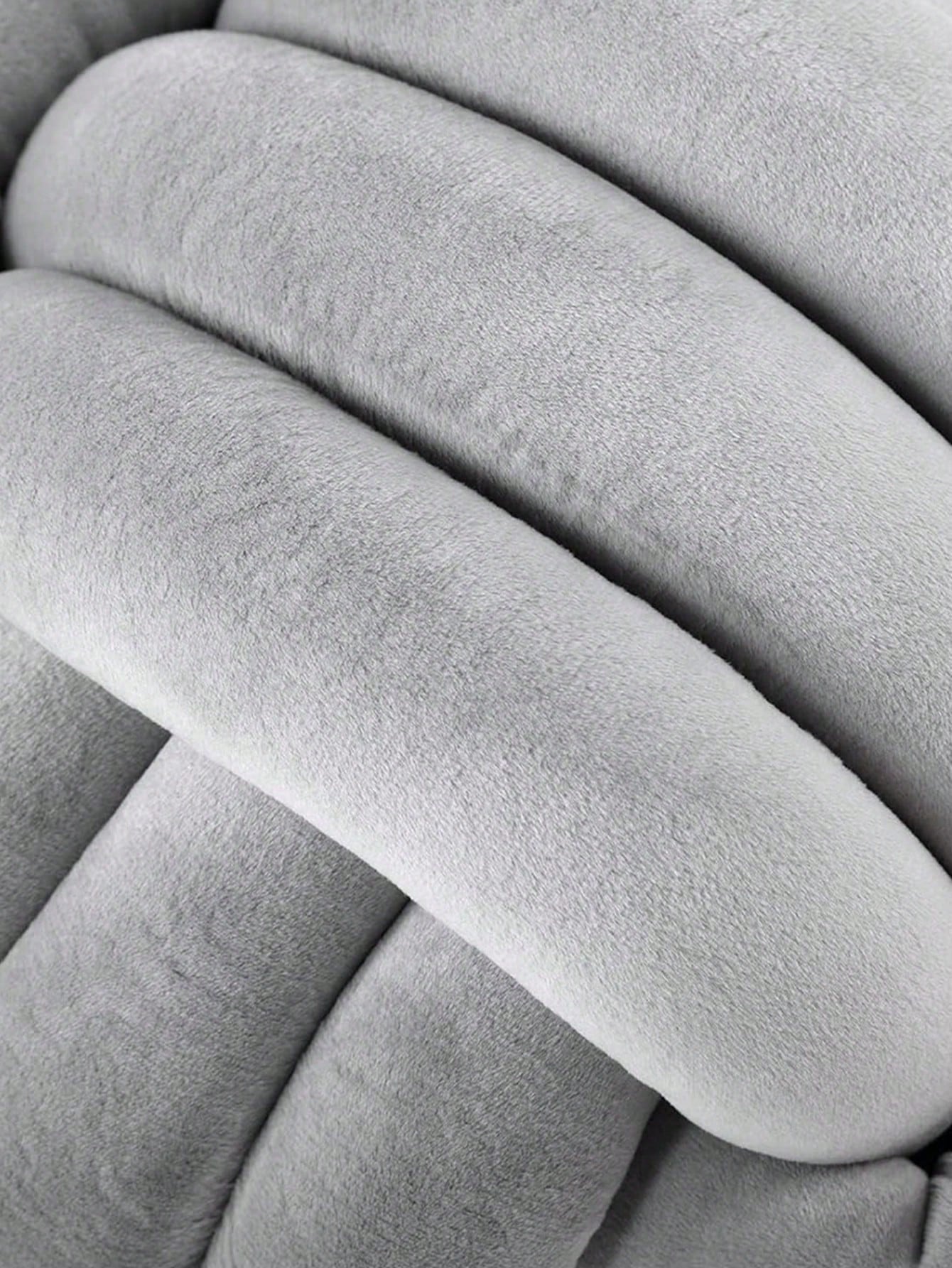 1pc Solid Color Versatile Handmade Three-Strand Knotted Ball, Decorative Pillow, Sofa Coffee Table Decor Ornament, Bedroom Bedside Decorative Pillow, 3 Sizes Available, Light Gray