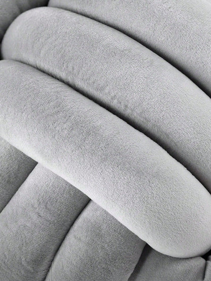 1pc Solid Color Versatile Handmade Three-Strand Knotted Ball, Decorative Pillow, Sofa Coffee Table Decor Ornament, Bedroom Bedside Decorative Pillow, 3 Sizes Available, Light Gray