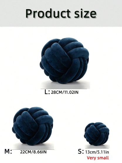 1pc Solid Color Versatile Handmade Three-Strand Knotted Ball, Decorative Pillow, Sofa Coffee Table Decor Ornament, Bedroom Bedside Decorative Pillow, 3 Sizes Available, Light Gray