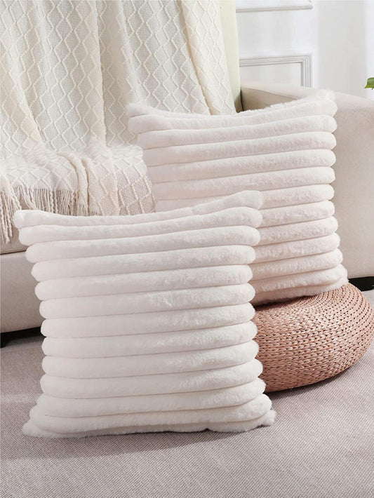 1pc Solid Plush Cushion Cover Without Filler