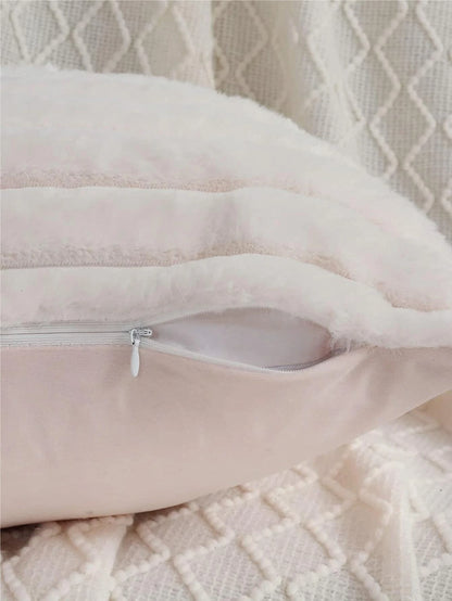 1pc Solid Plush Cushion Cover Without Filler