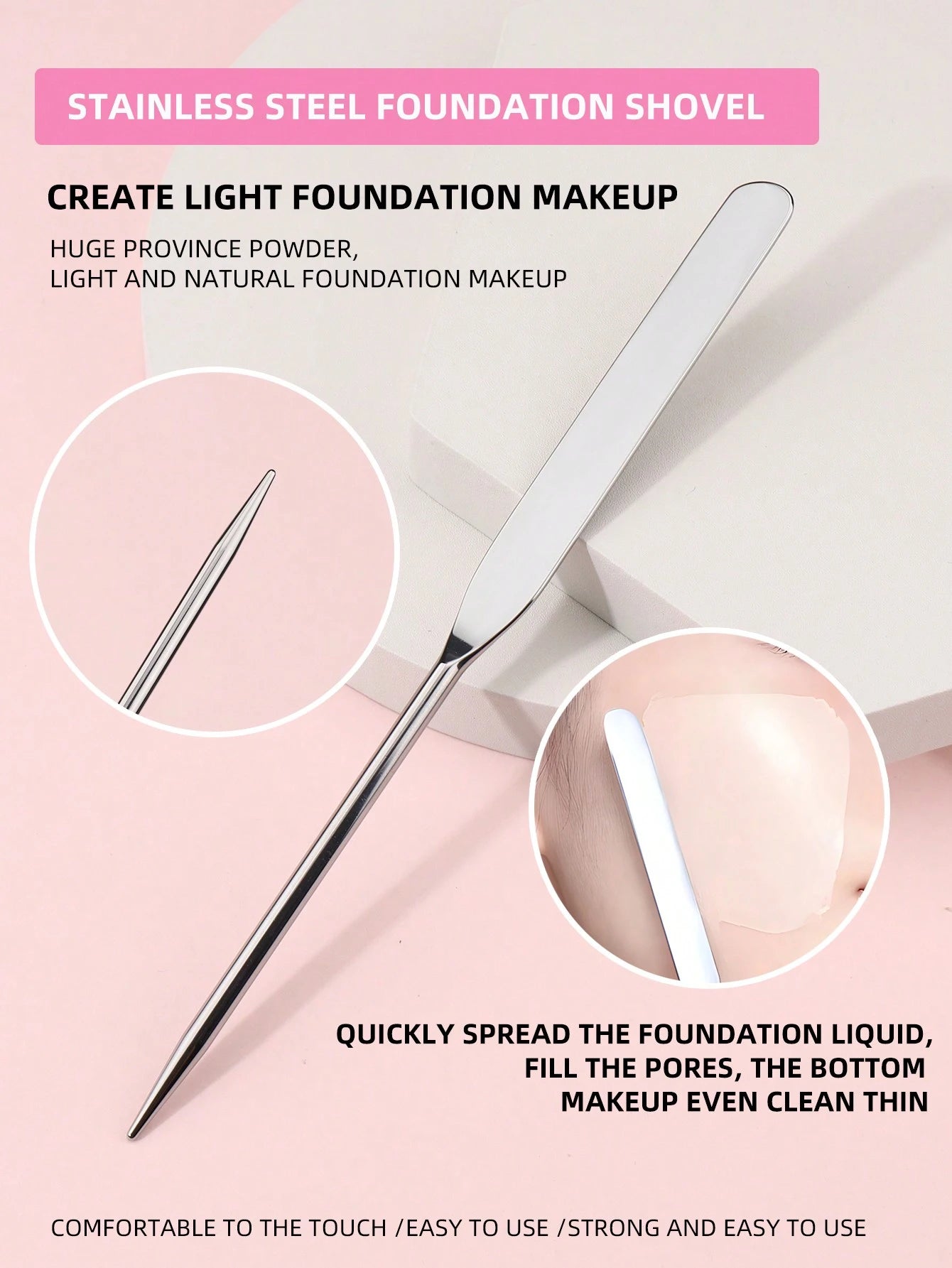 1pc Stainless Steel Foundation Spatula, Makeup Mixing Palette Spatula For Cosmetic Tools,Foundation Brush,Concealer Brush,Blush Brush,Contour Brush,Blush Brush,Bronzer Brush,Powder Brush,Foundation Br