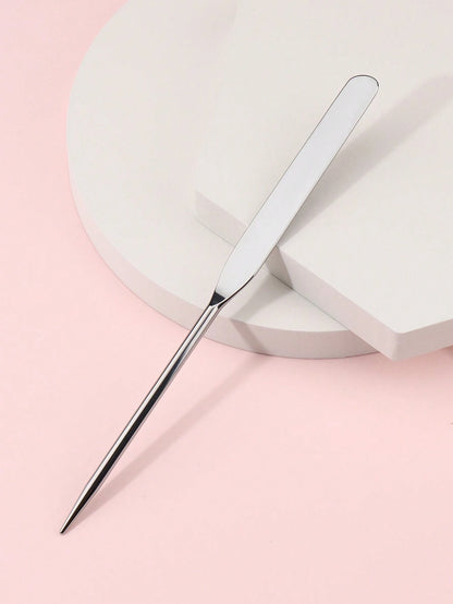 1pc Stainless Steel Foundation Spatula, Makeup Mixing Palette Spatula For Cosmetic Tools,Foundation Brush,Concealer Brush,Blush Brush,Contour Brush,Blush Brush,Bronzer Brush,Powder Brush,Foundation Br