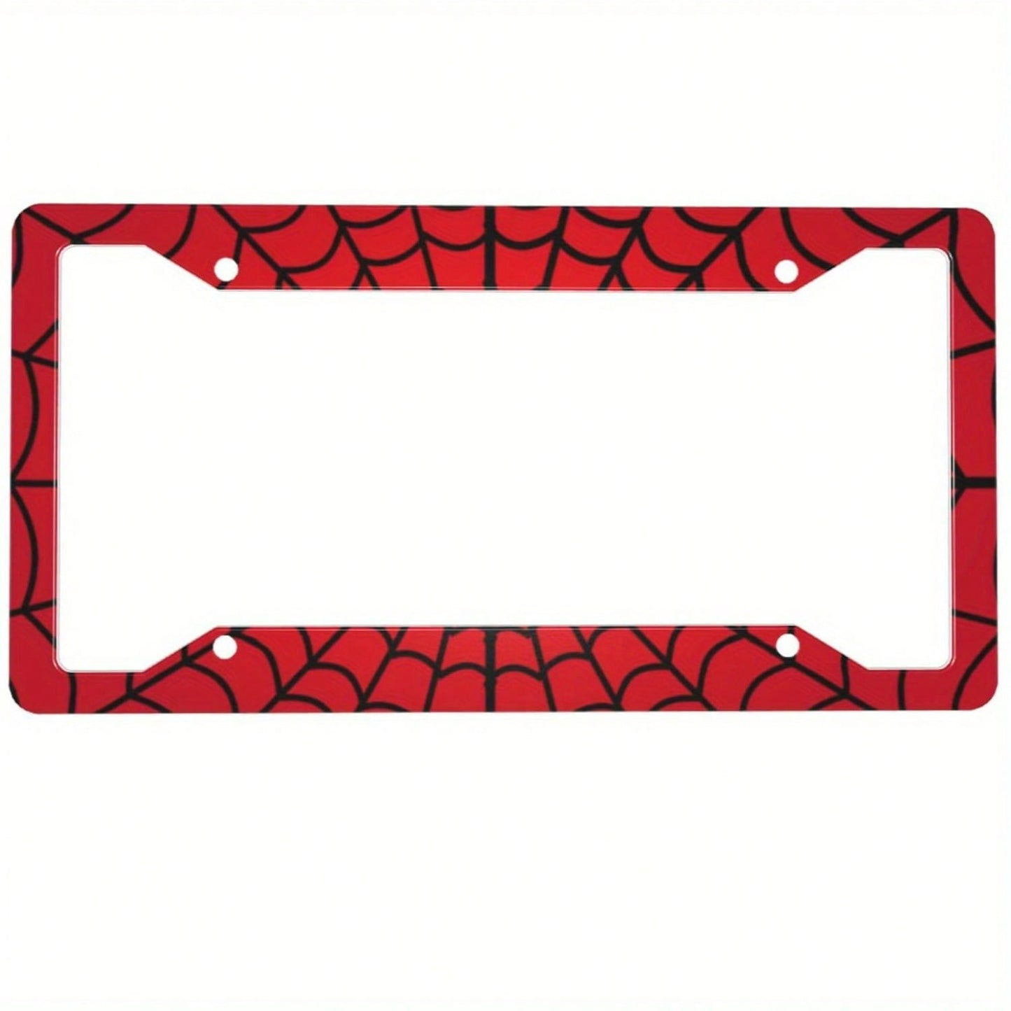 1pc Stainless Steel Spider Web License Plate Frame, Red And Black Vintage Fun Front License Plate Holder With 4 Holes, Suitable For Men And Women, 6.3 X 12.2inch,License Plate,Car Decor,Birthday Gifts