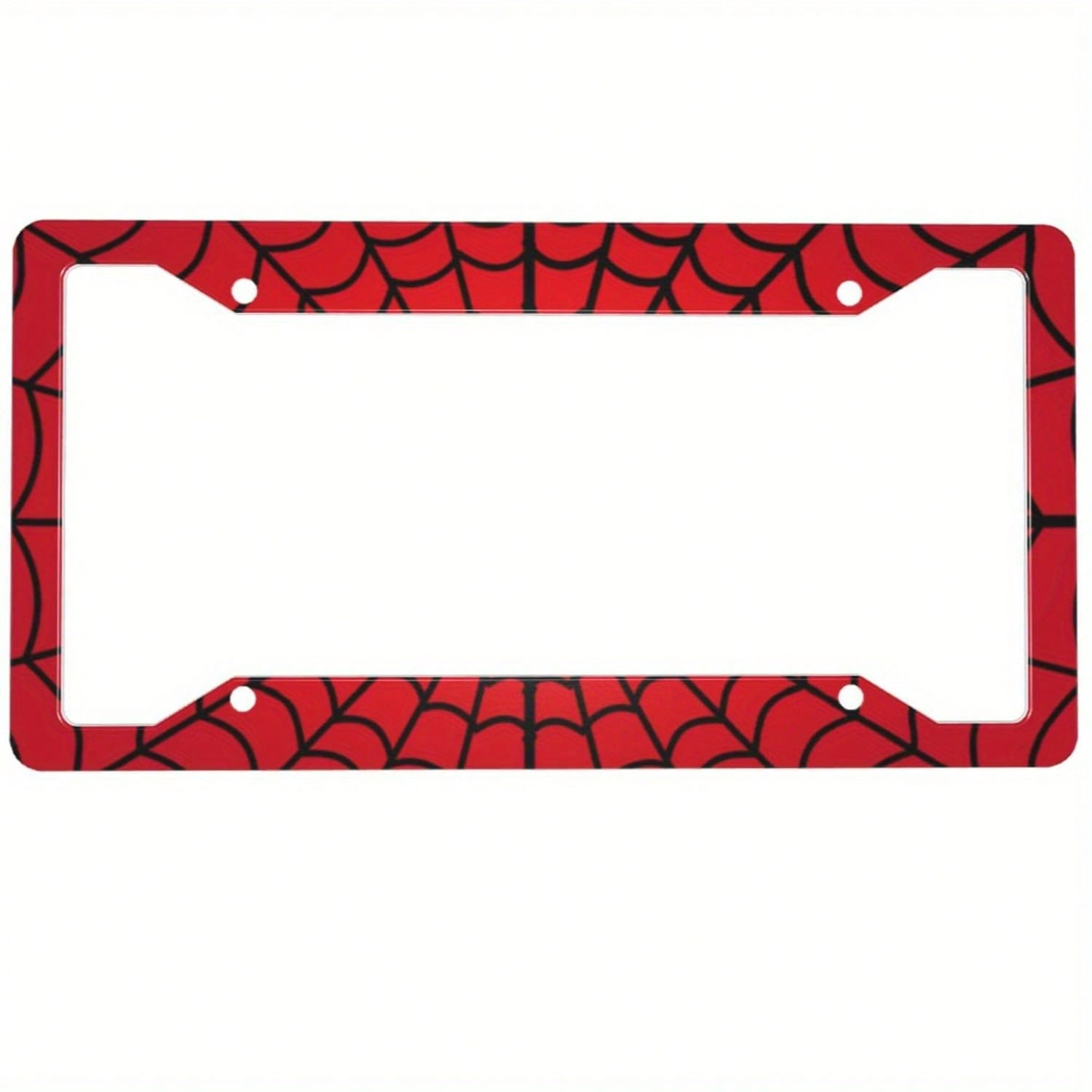 1pc Stainless Steel Spider Web License Plate Frame, Red And Black Vintage Fun Front License Plate Holder With 4 Holes, Suitable For Men And Women, 6.3 X 12.2inch,License Plate,Car Decor,Birthday Gifts