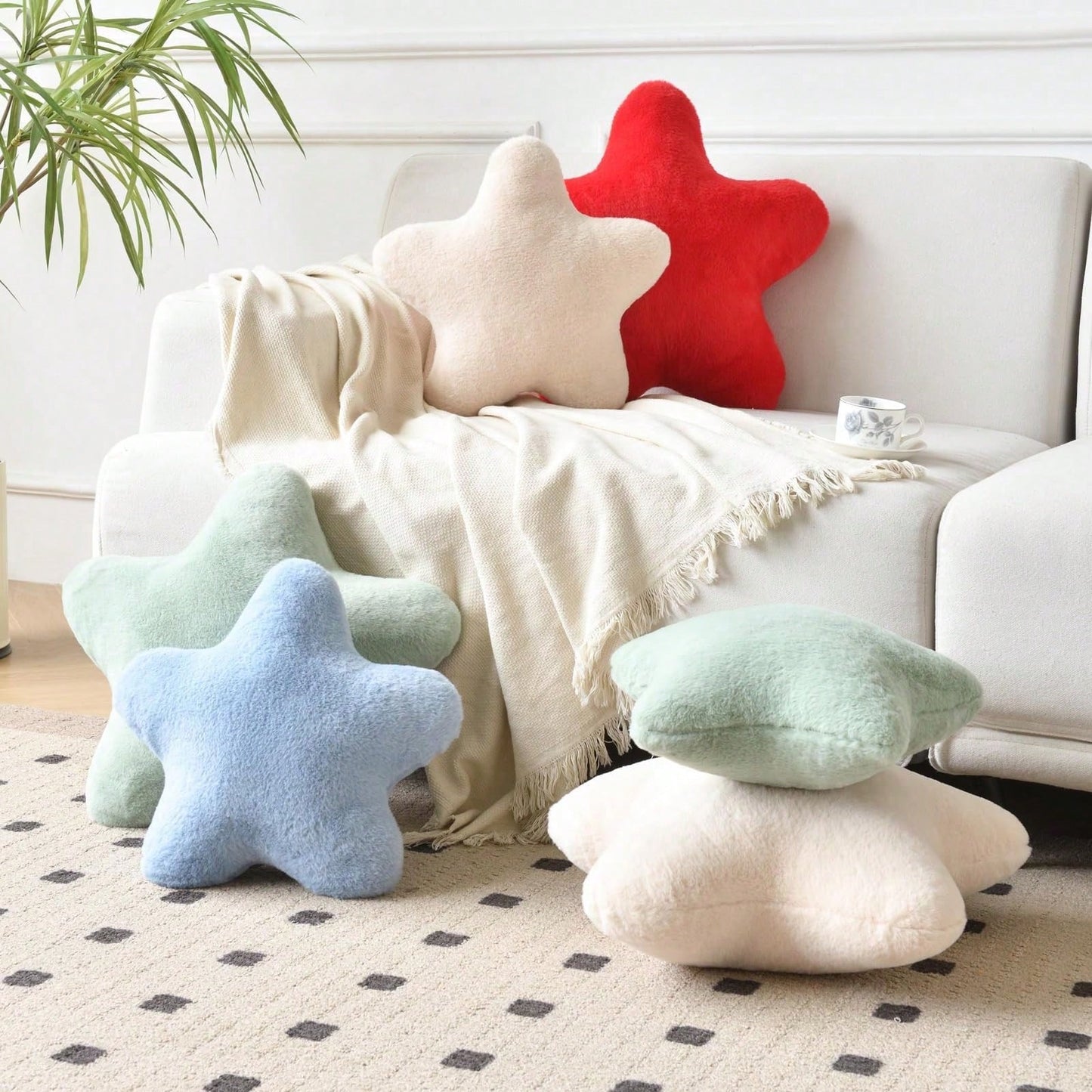 1pc Star Shaped Plush Pillow, Bed Sofa Decorative Star Pillow, Star Shaped Plush Floor Mat, Suitable For Room Decor, Soft Cute Comfortable Sofa Bedroom Cushion, Bedroom Decor Room Decor Outdoor Pillow