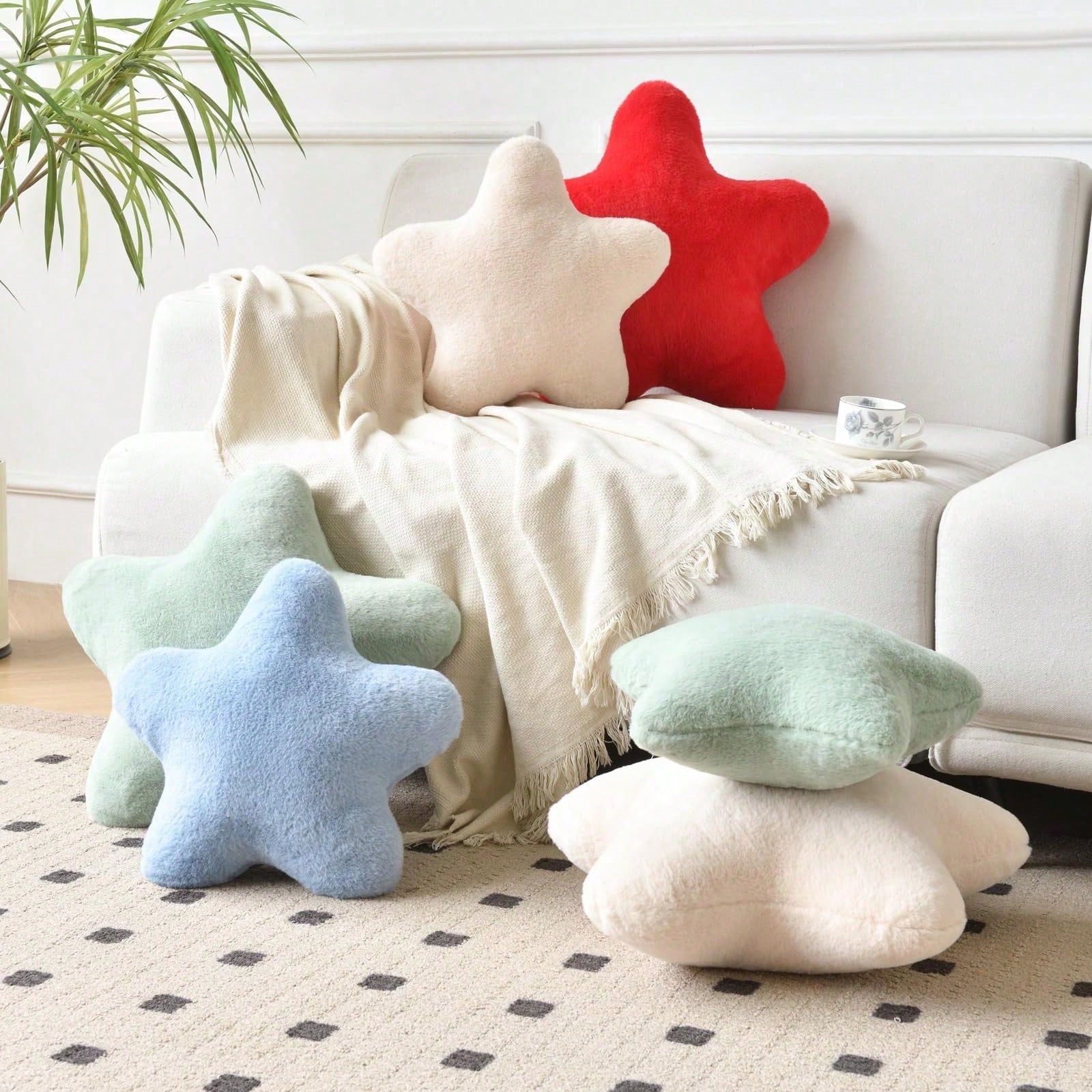 1pc Star Shaped Plush Pillow, Bed Sofa Decorative Star Pillow, Star Shaped Plush Floor Mat, Suitable For Room Decor, Soft Cute Comfortable Sofa Bedroom Cushion, Bedroom Decor Room Decor Outdoor Pillow
