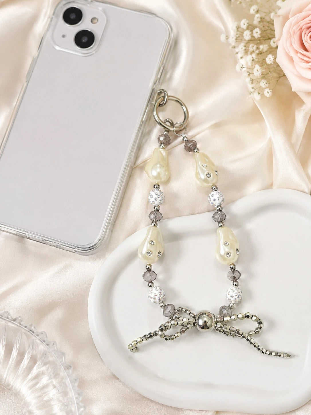 1pc Starry Phone Chain, Transparent Acrylic, Handmade Beaded Camera Strap, Phone Accessory, Phone Lanyard, Smartphone Wristband, Smartphone Crossbody Bag (Actual Size May Slightly Differ From Photo Du