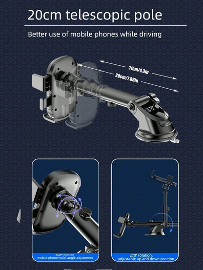1pc Suction Cup Car Phone Holder, Suction Cup Car Phone Mount, Mobile Smartphone Holder, Tablet Holder For Dashboard & Windshield, Adjustable Arm, Easy Installation