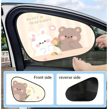 1pc Summer Cartoon Mini Car Side Window Sunshade, Static Adsorption UV Protection Film, Removable No-Trace Sunshade