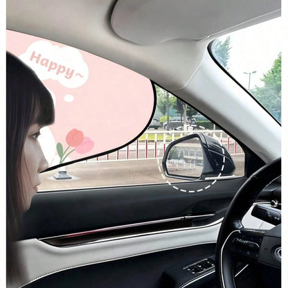1pc Summer Cartoon Mini Car Side Window Sunshade, Static Adsorption UV Protection Film, Removable No-Trace Sunshade