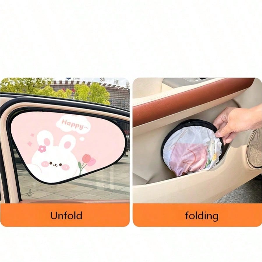 1pc Summer Cartoon Mini Car Side Window Sunshade, Static Adsorption UV Protection Film, Removable No-Trace Sunshade