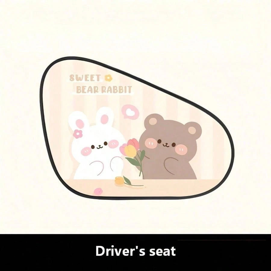 1pc Summer Cartoon Mini Car Side Window Sunshade, Static Adsorption UV Protection Film, Removable No-Trace Sunshade