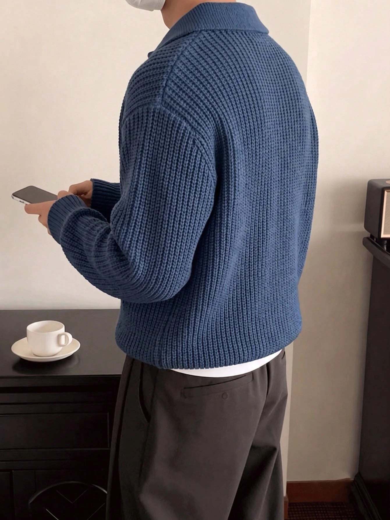 1pc Teen Boys' Simple Stylish Solid Color Comfortable Casual Outdoor Zip-Up Warm Thick Knit Sweater, Spring/Autumn/Winter