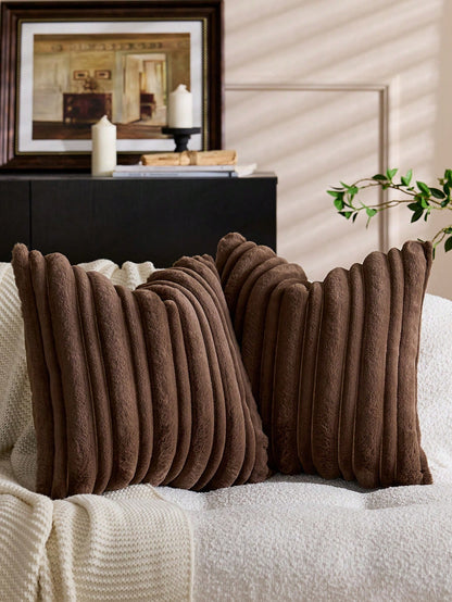 1pc Textured Faux Rabbit Fur Decorative Pillowcase, Soft And Comfortable, Fluffy Home Decor Cushion Cover, Square Pillowcase, Holiday Home Pillowcase Decoration, Modern Decor Sofa, Home Bedroom, Witho