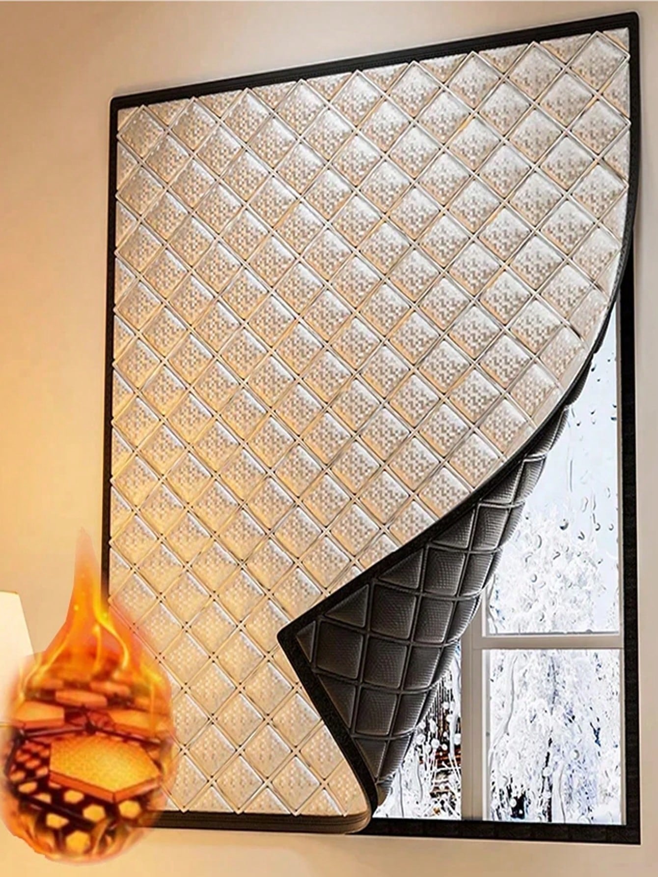 1pc Thermal Insulated Curtain, Heat Retaining, Blackout, Waterproof, Sunshade, Soundproof, Double-Layer Thick Warm Window Curtain For Winter, Home Sanctuary