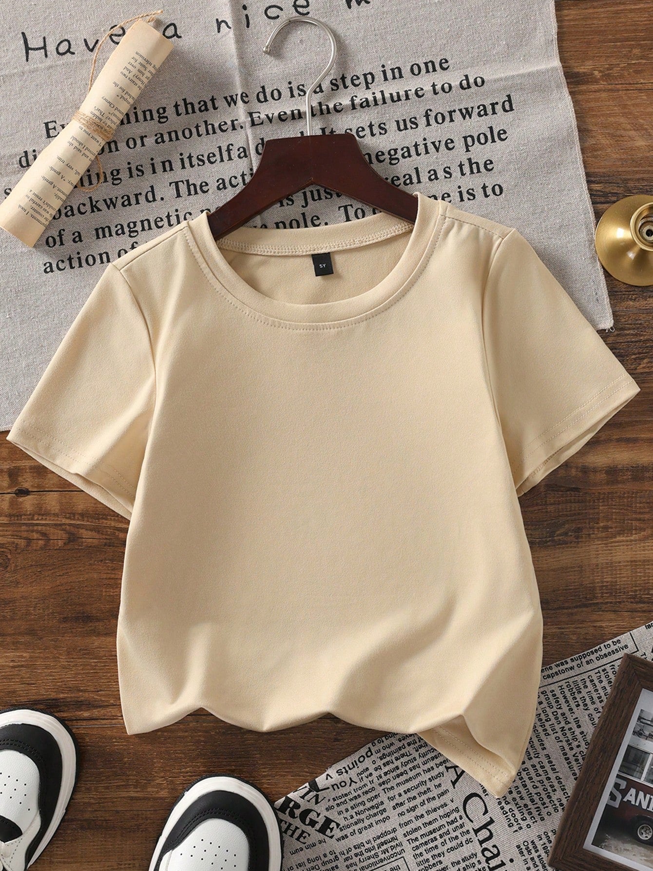 1pc Toddler Boys' Farmers Market Fruit & Vegetable Print Short Sleeve T-Shirt, Casual Round Neck Top, Breathable Cute Outfit For Baby Daily Wear, School, Outing, Comfortable Farming Style Casual Child
