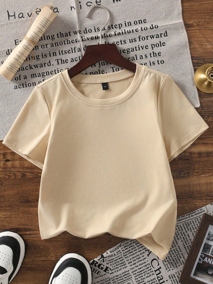 1pc Toddler Boys' Farmers Market Fruit & Vegetable Print Short Sleeve T-Shirt, Casual Round Neck Top, Breathable Cute Outfit For Baby Daily Wear, School, Outing, Comfortable Farming Style Casual Child