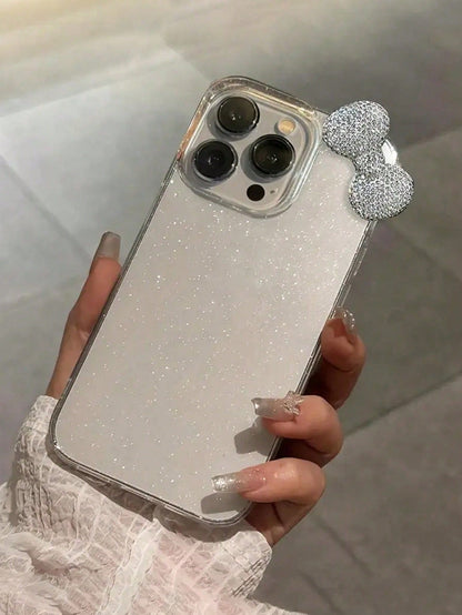 1pc TPU Leather Luxury Black Bow Element Fashion Shiny 3D Bow Luxury DIY Black Matte Crocodile Texture Full Body Shockproof TPU Phone Case Compatible With IPhone 17 16 15 14 13 12 11 Pro Max Birthday