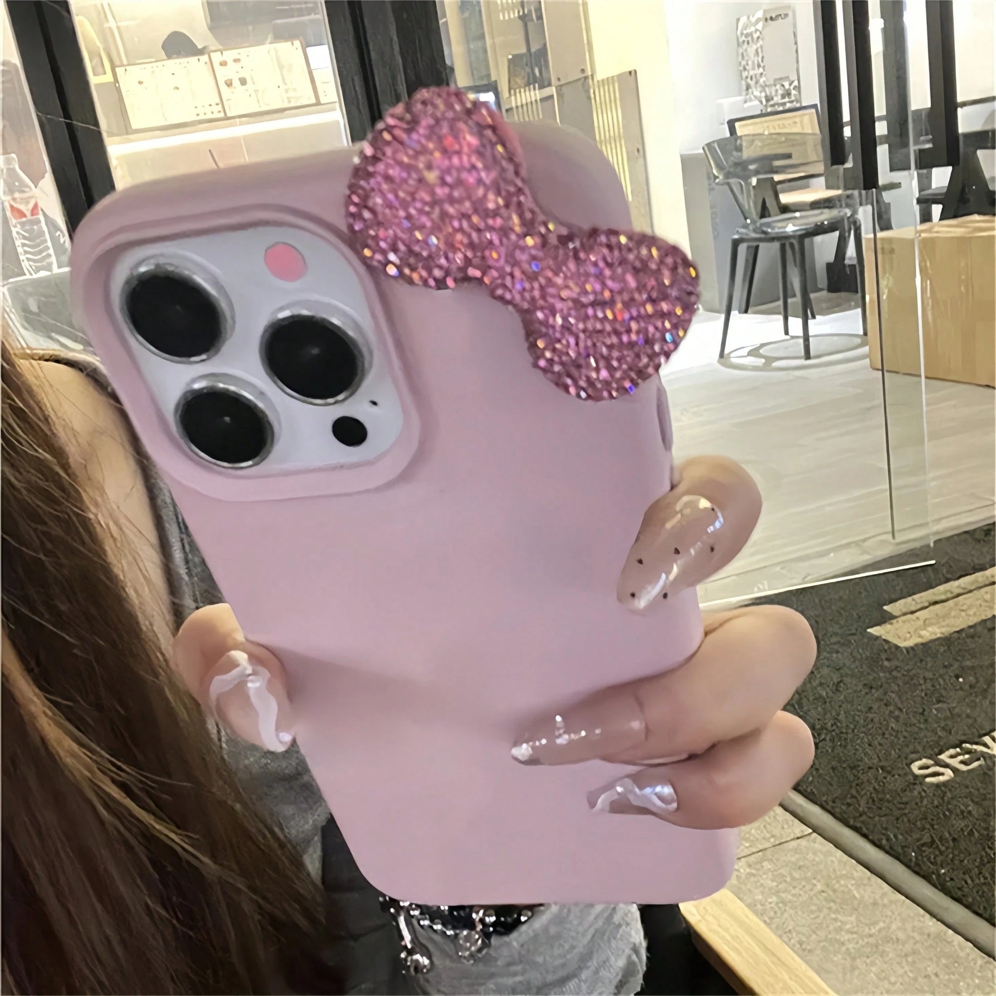 1pc TPU Leather Luxury Black Bow Element Fashion Shiny 3D Bow Luxury DIY Black Matte Crocodile Texture Full Body Shockproof TPU Phone Case Compatible With IPhone 17 16 15 14 13 12 11 Pro Max Birthday
