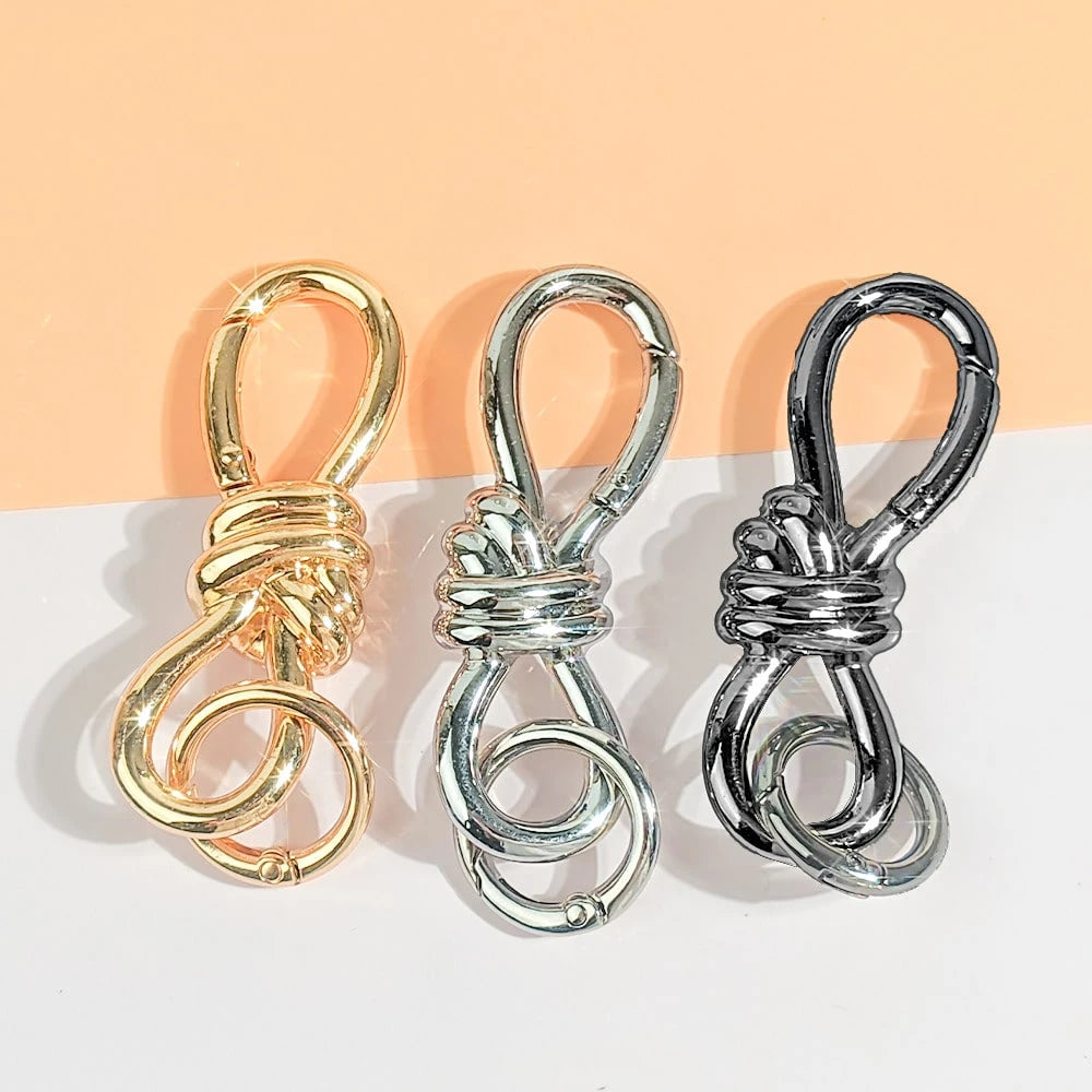 1pc Twisted Knot Bag Charm Keychain, D-Ring Keychain- High Quality Luxury Handbag Accessory, Perfect For Adding Style To Your Bag, Daily Use