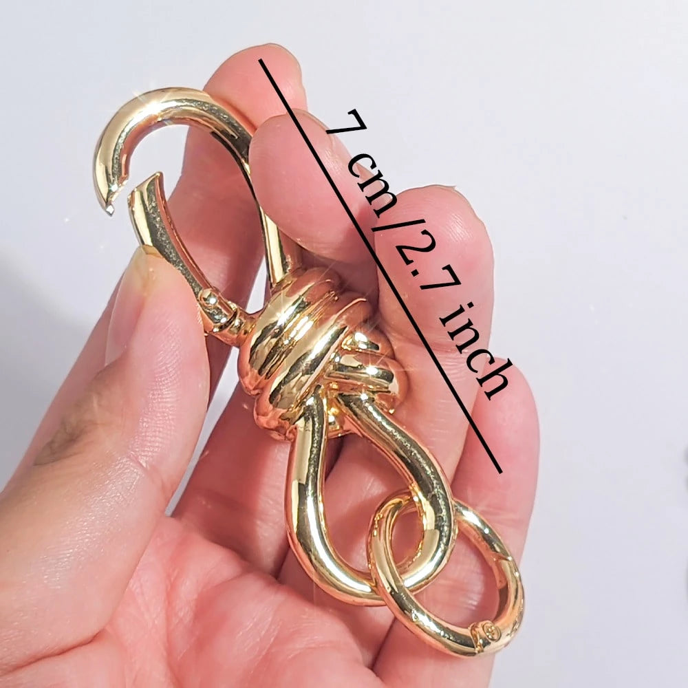 1pc Twisted Knot Bag Charm Keychain, D-Ring Keychain- High Quality Luxury Handbag Accessory, Perfect For Adding Style To Your Bag, Daily Use