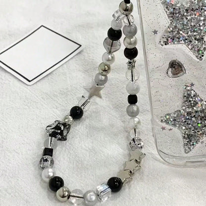 1pc Unisex Black & White Minimalist Portable Multifunctional Phone Lanyard, Bag Charm, Daily Accessory- Autumn New Arrival, Suitable For All Year Round