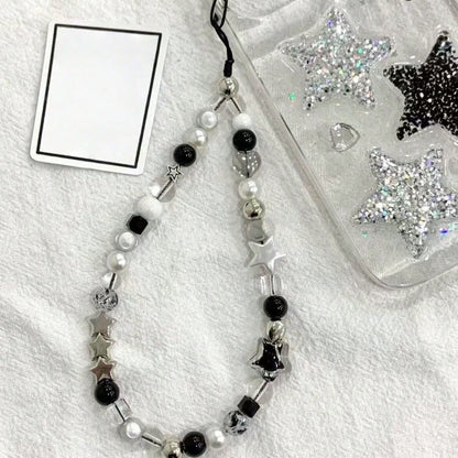 1pc Unisex Black & White Minimalist Portable Multifunctional Phone Lanyard, Bag Charm, Daily Accessory- Autumn New Arrival, Suitable For All Year Round