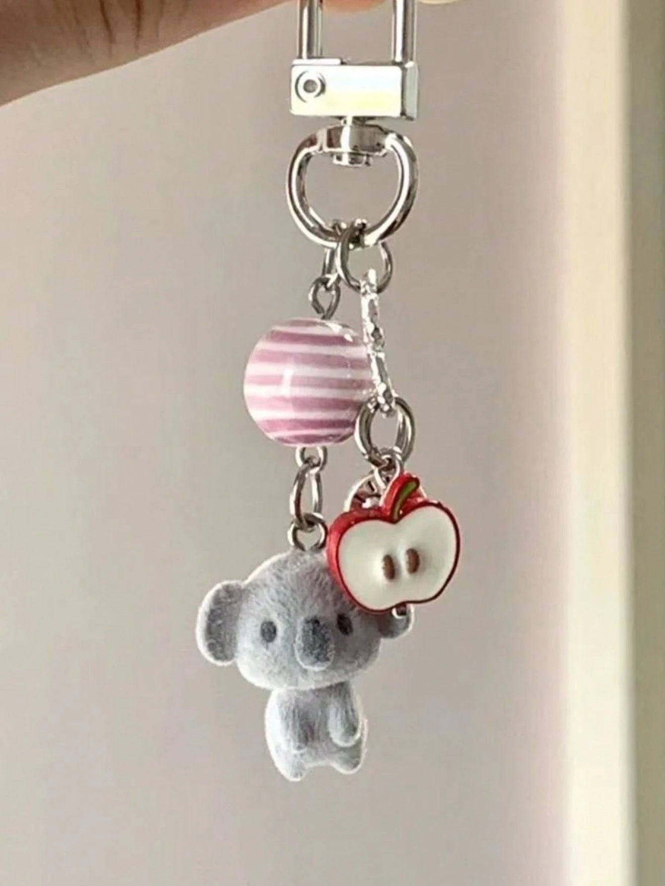 1pc Unisex Flocked Puppy Keychain, Cute Star Hollow Bone Pendant Accessory Bag Charm