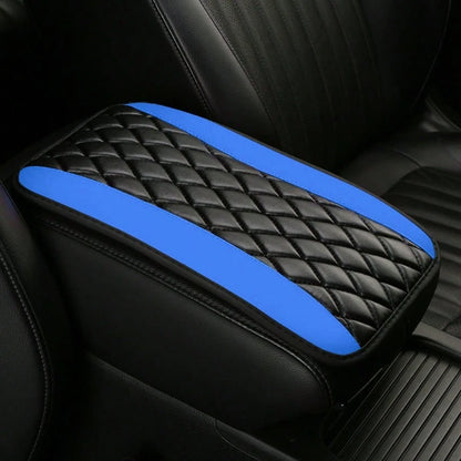 1pc Universal 4-Season Car Center Console Armrest Cover, PU Leather Embroidered Non-Slip Armrest Box Protector, Multi-Colors Available- Red, Black, Blue, Grey, Beige, Purple, Burgundy, Green, Orange