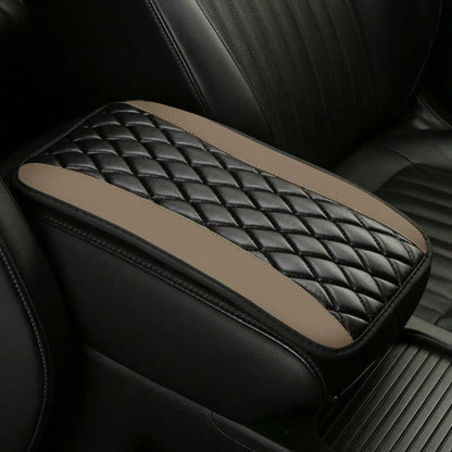 1pc Universal 4-Season Car Center Console Armrest Cover, PU Leather Embroidered Non-Slip Armrest Box Protector, Multi-Colors Available- Red, Black, Blue, Grey, Beige, Purple, Burgundy, Green, Orange