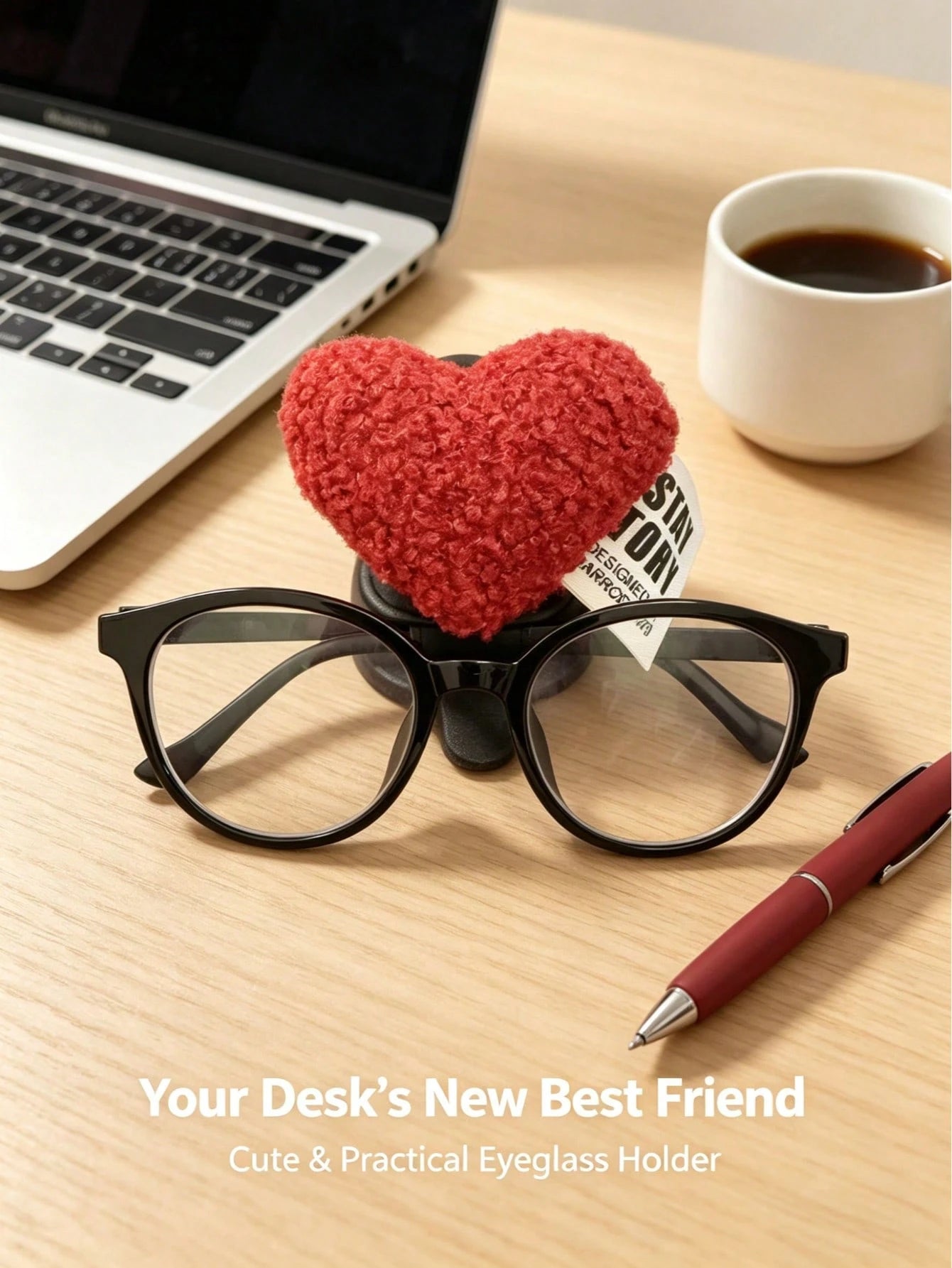 1pc Universal Car Glasses Clip, Fashion Glasses Clip With Cute Heart Pattern, Plush Material, Car Glasses Holder, Interior Decor, Glasses Storage Rack, Car Accessories
