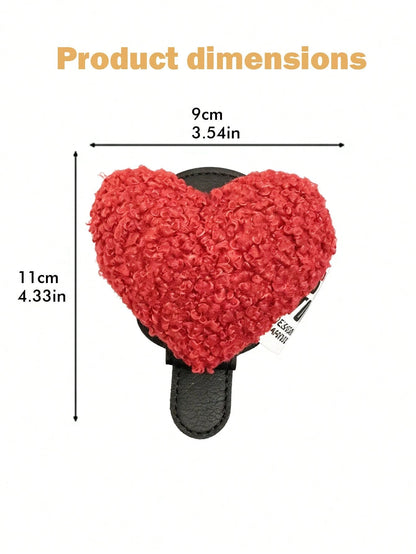1pc Universal Car Glasses Clip, Fashion Glasses Clip With Cute Heart Pattern, Plush Material, Car Glasses Holder, Interior Decor, Glasses Storage Rack, Car Accessories