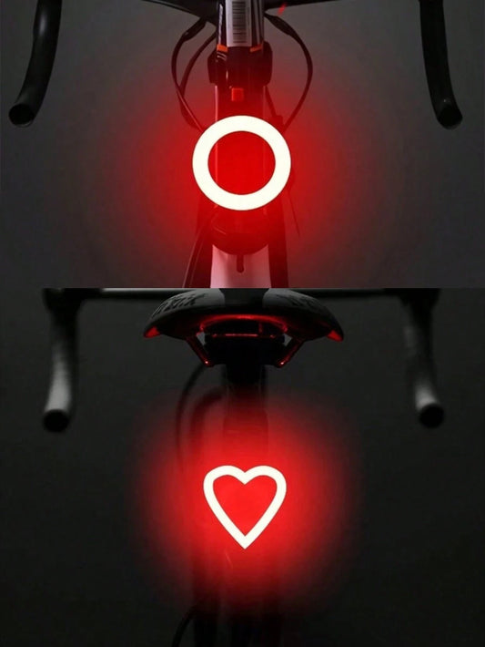 1pc USB Rechargeable Bicycle Light, Heart/Round LED Bike Front & Rear Warning Light, Waterproof Bicycle Taillight, COB Technology, Suitable For Night Riding Lighting Equipment