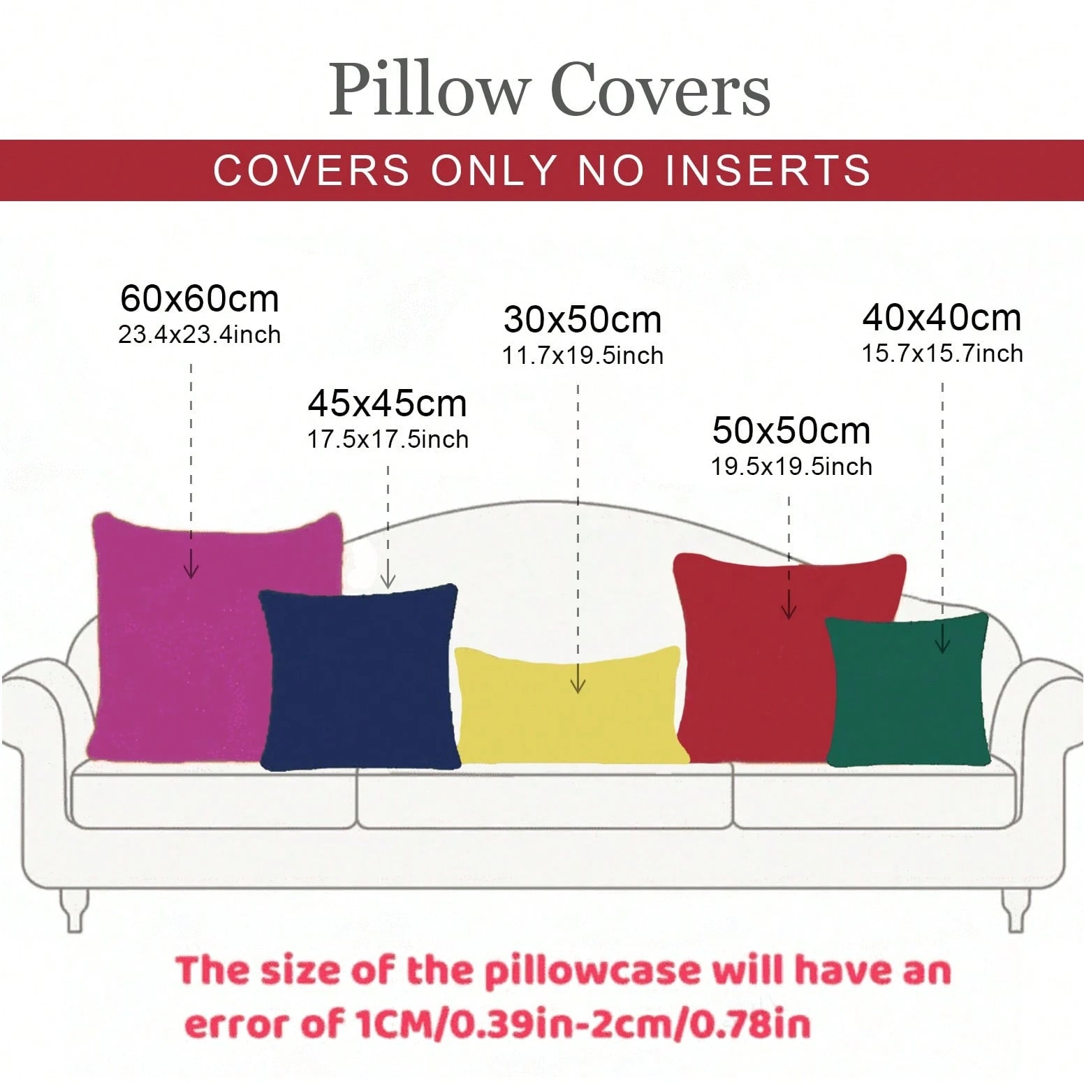 1pc Velvet Edge Pillow Cover Solid Color Square Cushion Case For Sofa, Bedroom, Car 18x18 Inch (45x45cm)