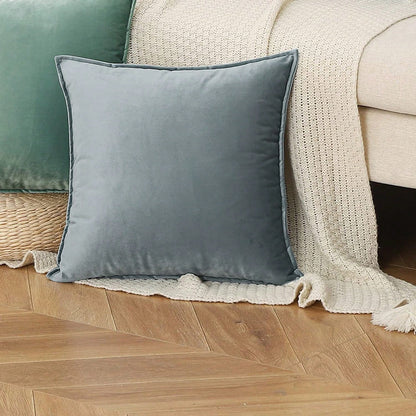 1pc Velvet Edge Pillow Cover Solid Color Square Cushion Case For Sofa, Bedroom, Car 18x18 Inch (45x45cm)