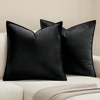 1pc Velvet Edge Pillow Cover Solid Color Square Cushion Case For Sofa, Bedroom, Car 18x18 Inch (45x45cm)