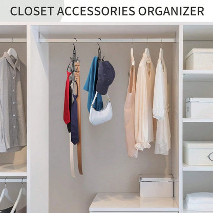 1pc Wardrobe Bag Organizer With Rotating Hooks For Easy Hanging And Storage Of Bags, Keeping Bags Visible; Metal Handbag Hooks; Backpack Rack; Saves Wardrobe Space; Black