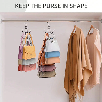 1pc Wardrobe Bag Organizer With Rotating Hooks For Easy Hanging And Storage Of Bags, Keeping Bags Visible; Metal Handbag Hooks; Backpack Rack; Saves Wardrobe Space; Black
