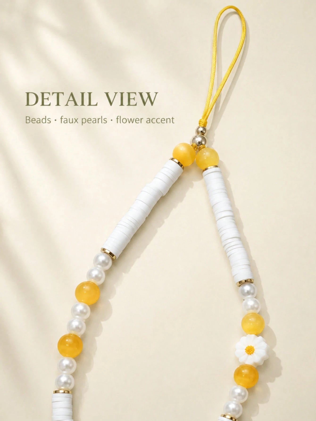 1pc White Crescent Moon Faux Pearl Beaded Lanyard For Smartphone, Camera, Wireless Earbuds, Bag