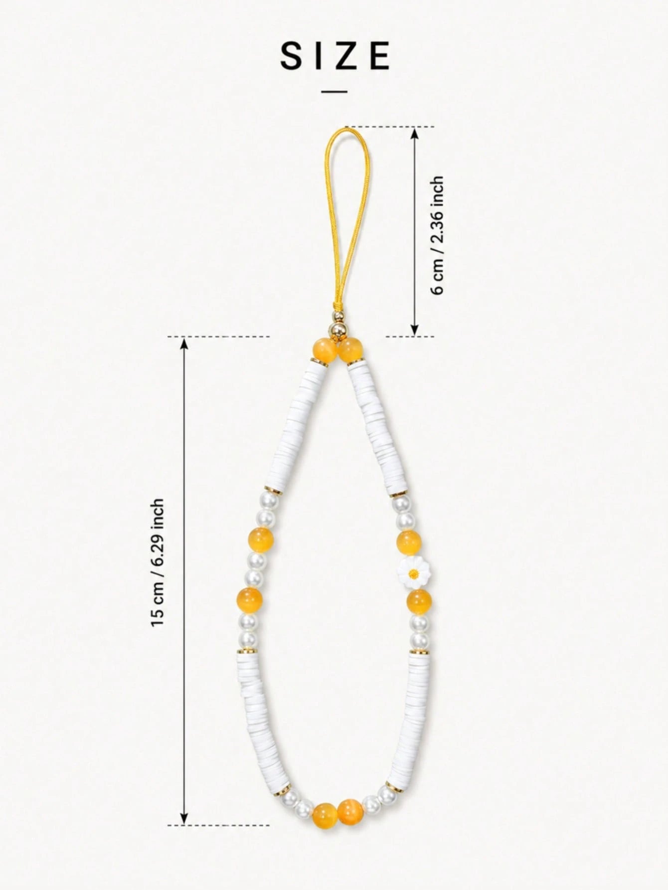 1pc White Crescent Moon Faux Pearl Beaded Lanyard For Smartphone, Camera, Wireless Earbuds, Bag