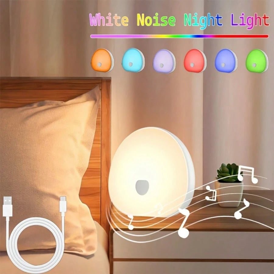 1pc White Noise Night Light- Multiple Colors, Stepless Dimming, With Timer, Natural Soothing Sounds, Nightlight For Baby Room & Breastfeeding