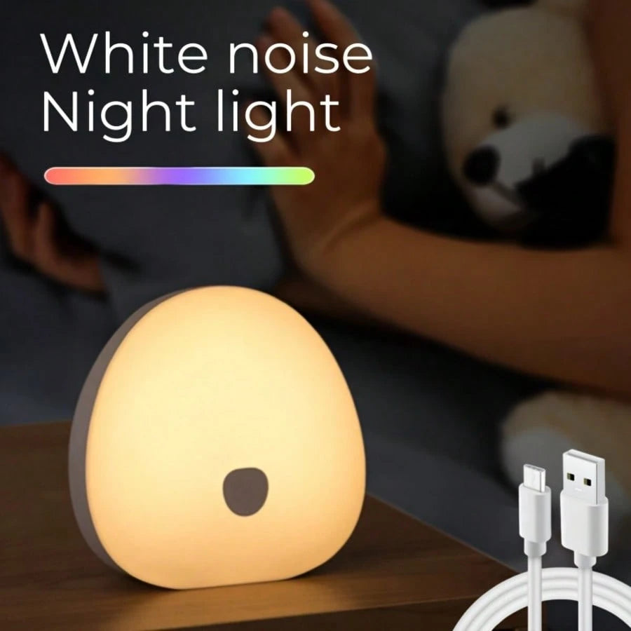 1pc White Noise Night Light- Multiple Colors, Stepless Dimming, With Timer, Natural Soothing Sounds, Nightlight For Baby Room & Breastfeeding