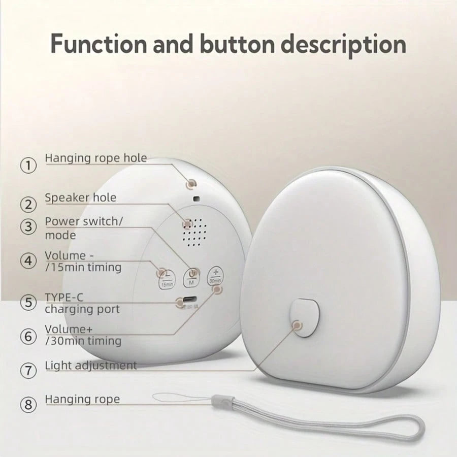 1pc White Noise Night Light- Multiple Colors, Stepless Dimming, With Timer, Natural Soothing Sounds, Nightlight For Baby Room & Breastfeeding