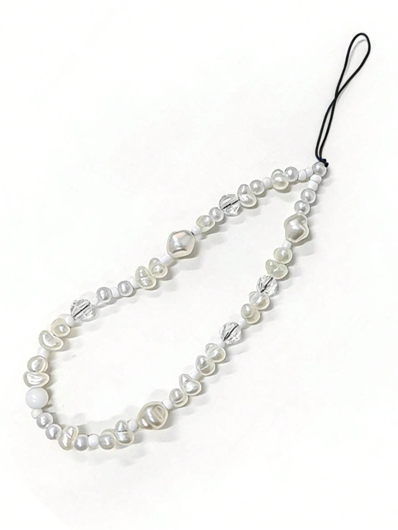 1Pc White Pearl Short Hand Wrist Lanyard For Cell Phone Classy Gifts For Mother, Family, Friends, Birthday, Holiday Phone Charm, Phone Chain