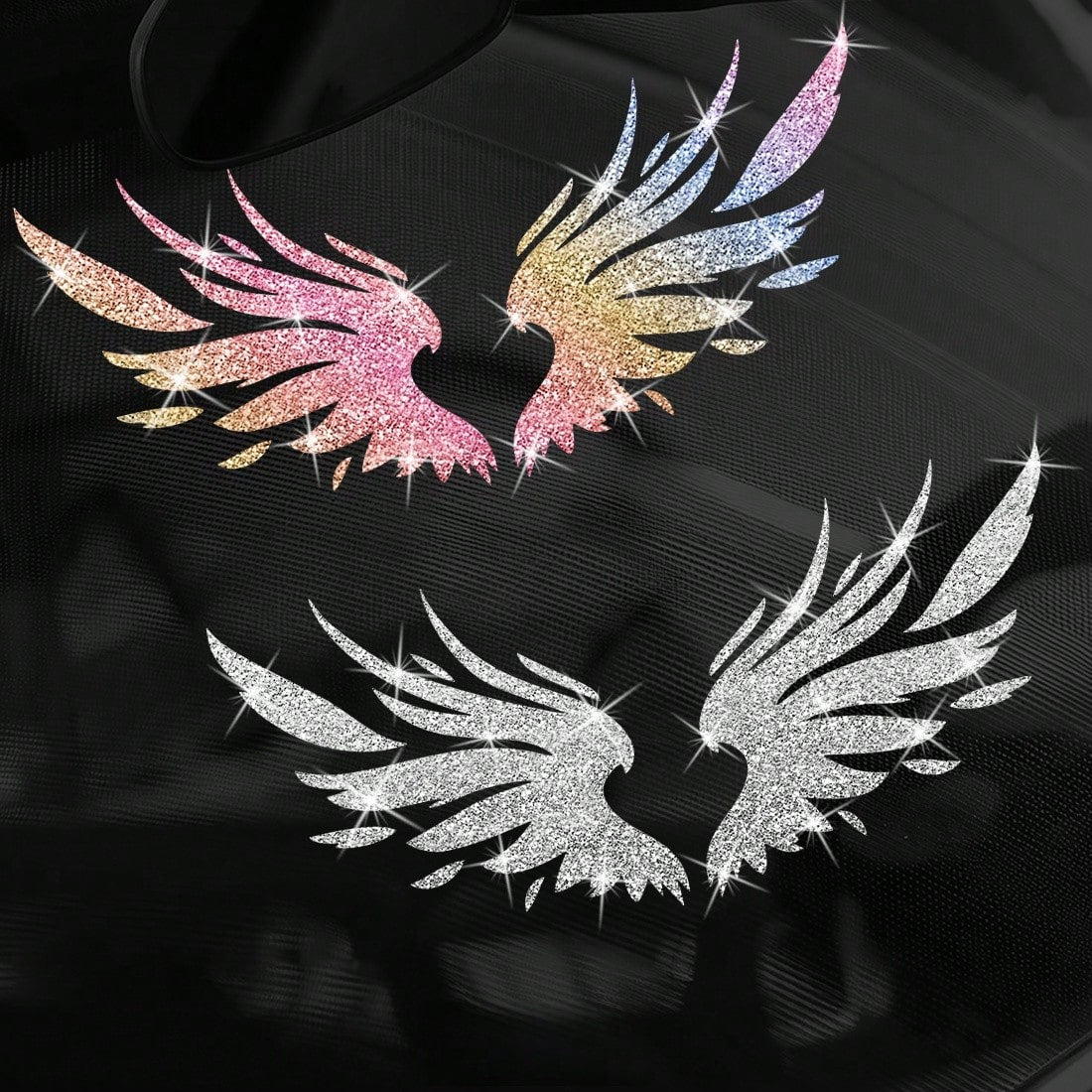 1pc Wing Shaped Glitter Sticker, Suitable For Cars, Trucks, Motorcycles, Windows And Glass, Shiny Sticker Can Cover Scratches, Easy To Use, Can Be Easily Removed Without Leaving Glue Residue When Chan